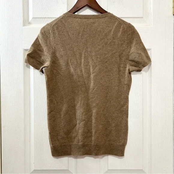 Alex Marie Cashmere Crewneck Sweater Women's Short Sleeve Speckled Tan Size M - Picture 2 of 6